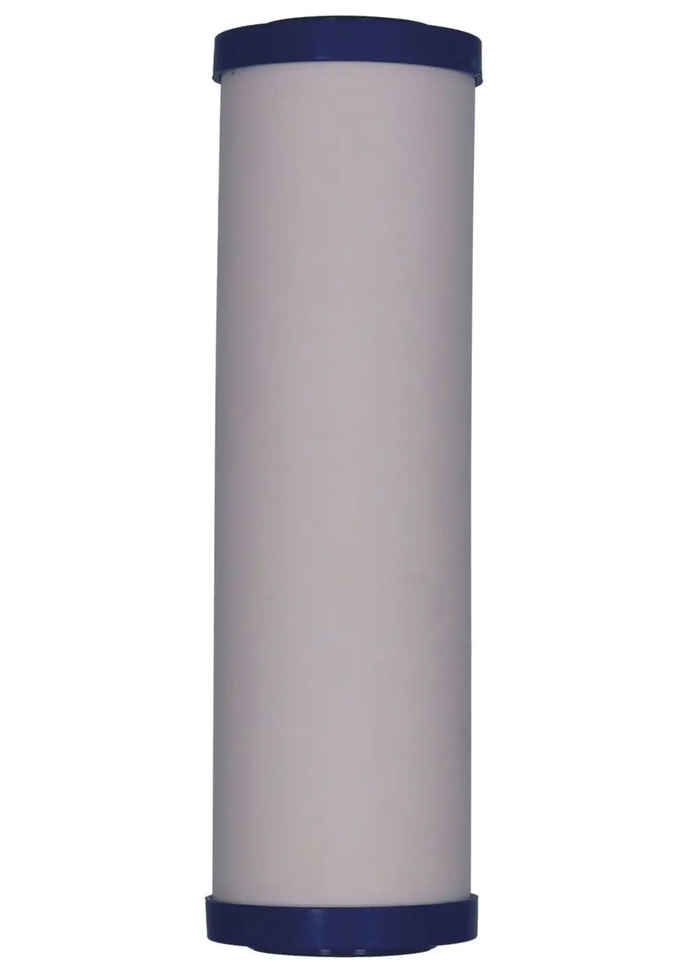 JUDO Wasserfilter, zylindrische Form mit blauen Endkappen. Die Oberfläche ist glatt und überwiegend weiß, geeignet zum Filtern von Wasser.